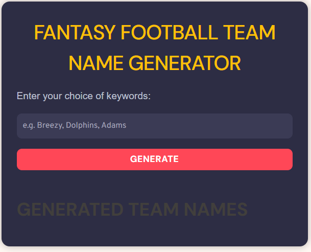 Fantasy Football Team Name Generator